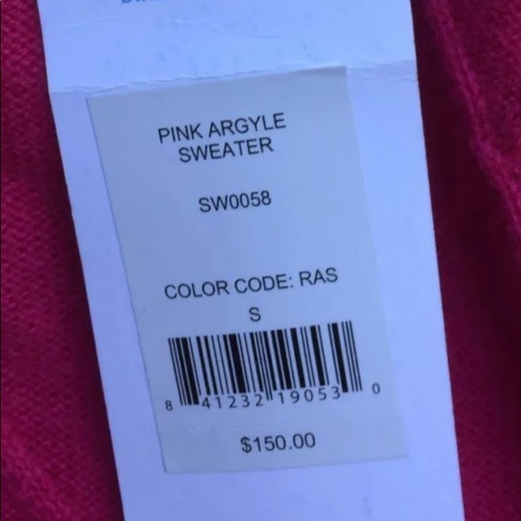 DRAPER JAMES Raspberry Argyle Merino Wool Sweater - Picture 15 of 15